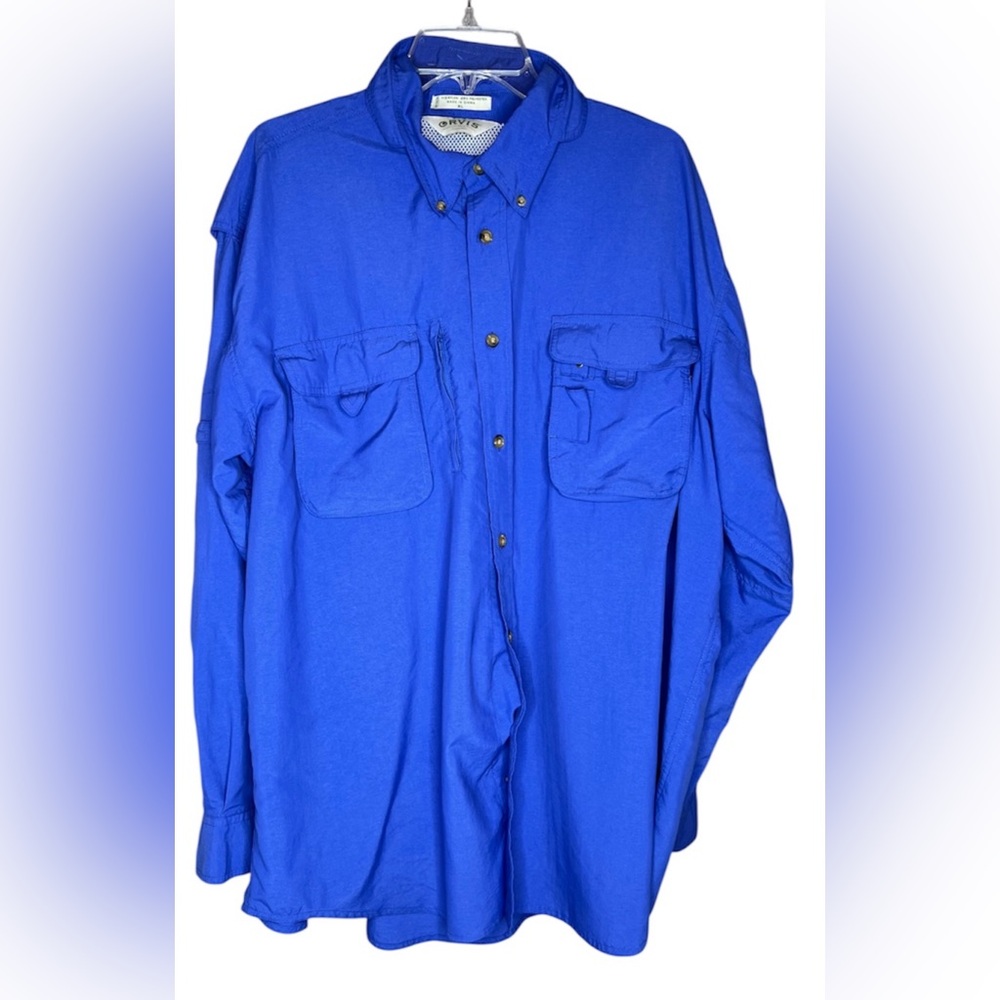 Orvis Men’s Long Sleeve Multi Pockets Fishing Royal Blue Shirt SZ XL - Picture 11 of 14